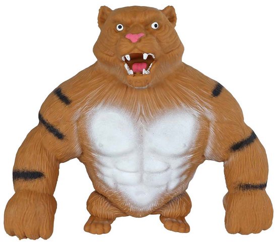 Super Stretch Tijger jungle speelgoedfiguur 22cm elastisch.