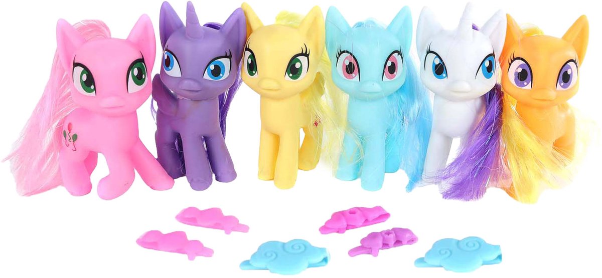 Unicorn Figuur met Haar en Draaibaar Hoofd met Accessoires, 9cm