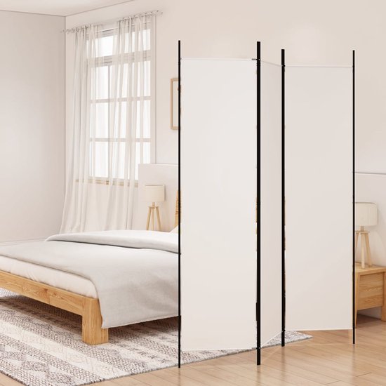vidaXL Kamerscherm met 3 panelen 120x220 cm stof wit