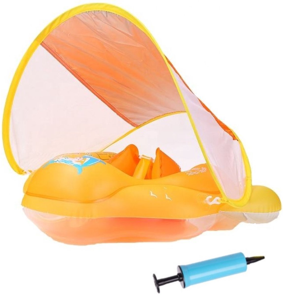 Goodz4All Zwemband Baby Float Baby Zwemband met Zonnescherm Peuter Zwemband Oranje Maat S met Handpomp en Repair Patch Goodz4All Zwemband Baby Float Baby Zwemband met Zonnescherm Peuter Zwemband Oranje Maat S met Handpomp en Repair Patch