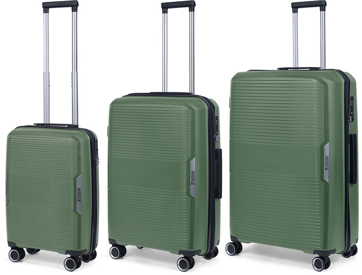 TravelZ Swinger Kofferset 3-delig- Lichtgewicht koffers met TSA-slot - Groen
