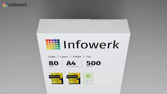 NIEUW: Infowerk Printerpapier Kopieerpapier 2000 Vel 4 x 500 A4 Premium Extra Wit CIE 160 Testwinnaar PEFC-gecertificeerd