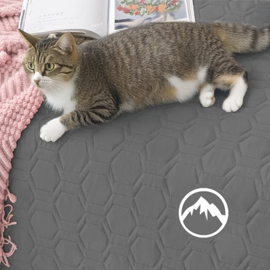 Groene Berg Hondendeken Bank 130x210 cm - Waterdichte deken - Antislip hondendeken auto - Hondenkleed - Bankbeschermer hond en kat - Hondenmat - Grijs - Patroon Hexagon