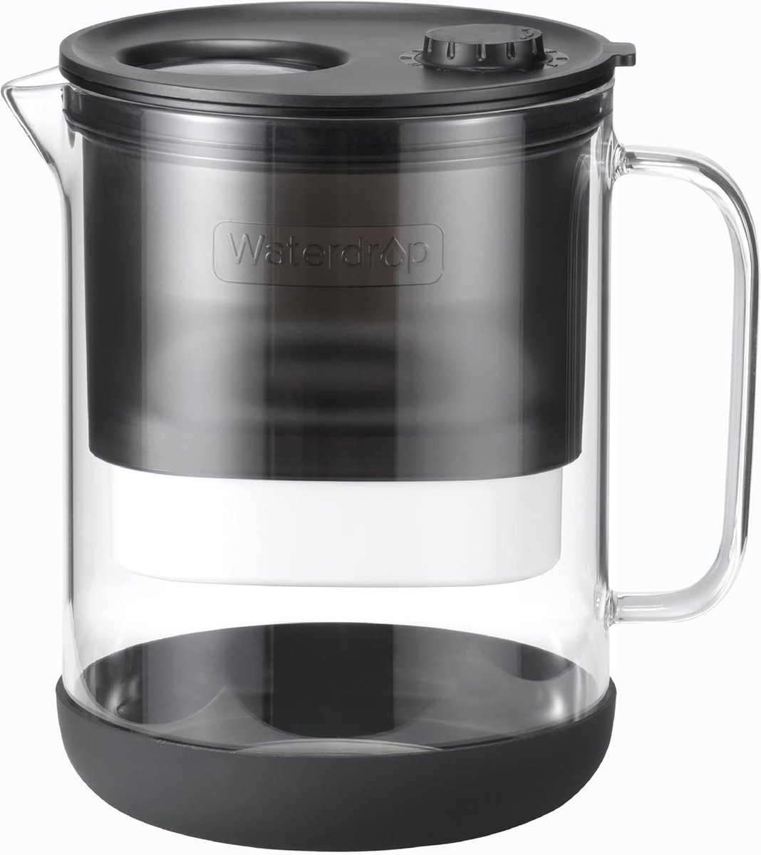 Glazen waterfilterkan - waterfilter - reduceert chloor en zware metalen - 1,5 l - glas - wit