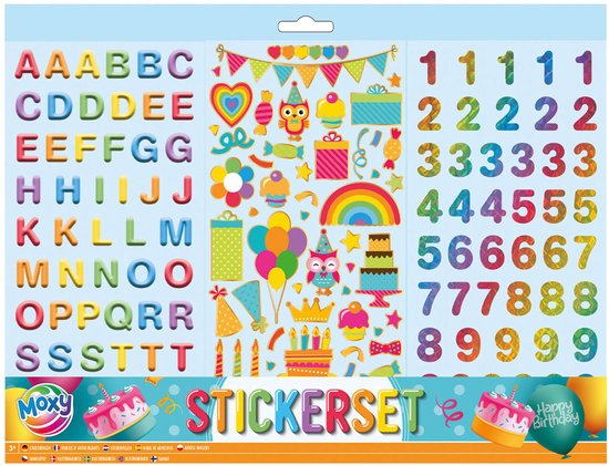 Stickerset voor Kinderen Party Thema – Alfabet Stickers – Cijfer Stickers
