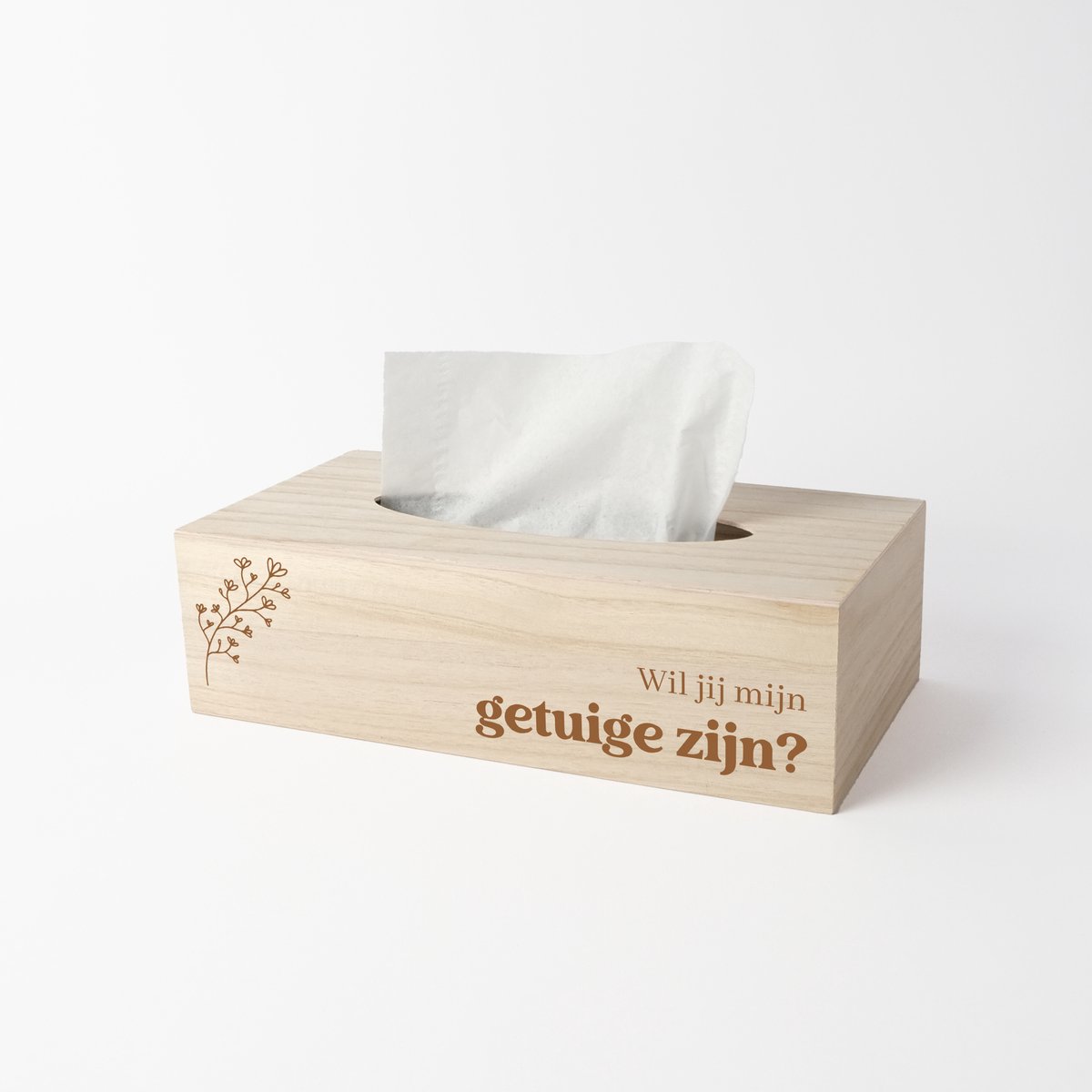 Tissue box - Cadeau getuige - Wil jij mijn getuige zijn - Getuige vragen - Zakdoekendoos - Flowerdoodle gravure design