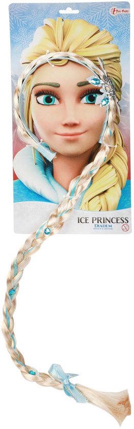 diadème de princesse de glace avec longue tresse et cristal de glace