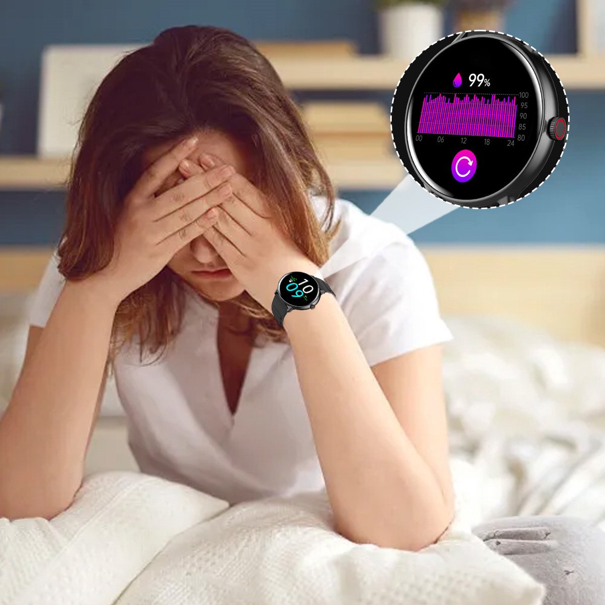Afbeelding 3 van Dames smartwatch - 1,43 inch volledig aanraakscherm fitness horloge - Hartslagmonitor - Waterdicht, geschikt voor Android en iOS - Zwart