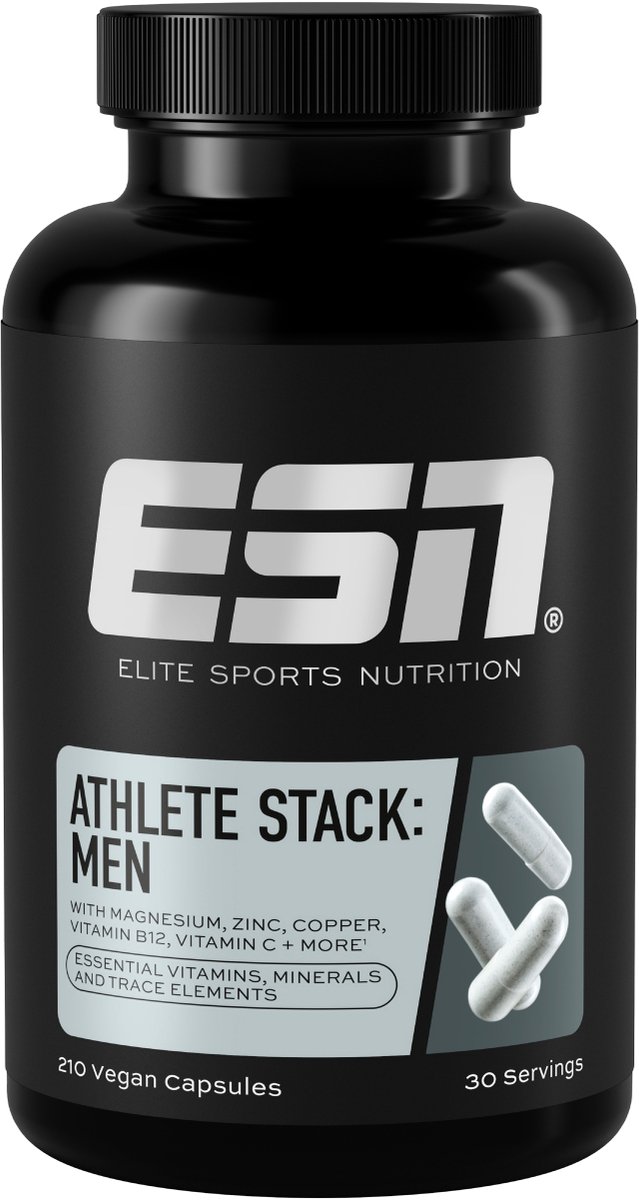 ESN Athlete Stack Men, 210 Capsules, 30 Porties - Vegan - Capsules met Sporenelementen en Mineralen met Zink, Magnesium en Meer