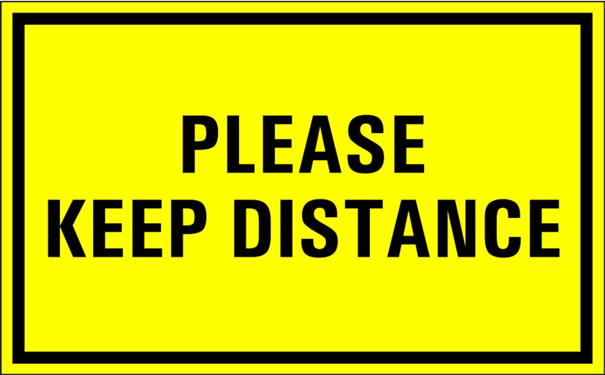 Please keep distance sticker 320 x 200 mm