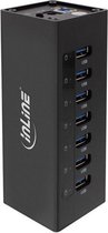 InLine USB hub met 7 poorten - USB3.0 - externe 12V voeding / zwart - 1 meter