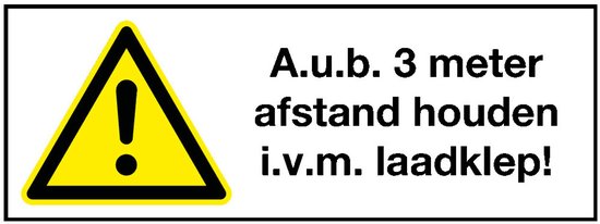 3 meter afstand houden laadklep sticker 150 x 50 mm