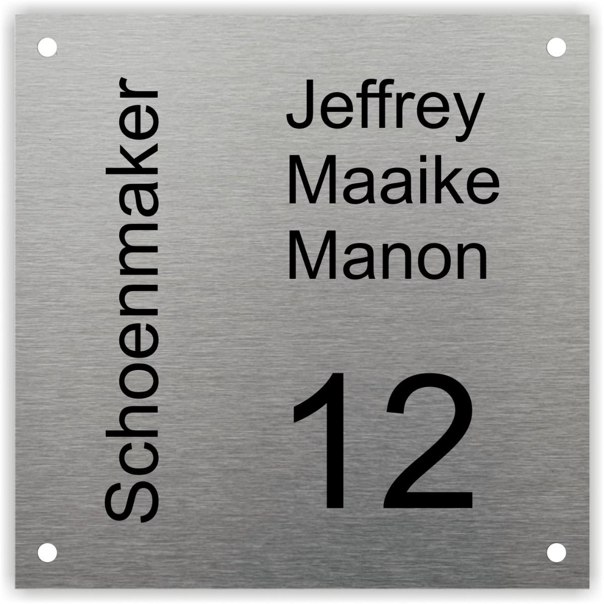 RVS naambordje voordeur 20x20cm RVSL16