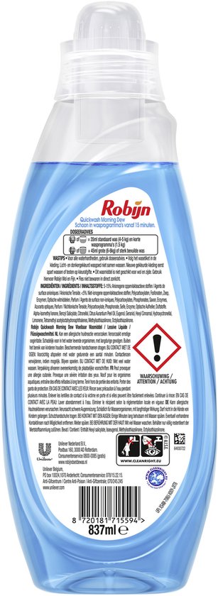 Robijn Quickwash - Vloeibaar Wasmiddel - Morning Dew - 3 flessen - 66 Wasbeurten - Voordeelverpakking