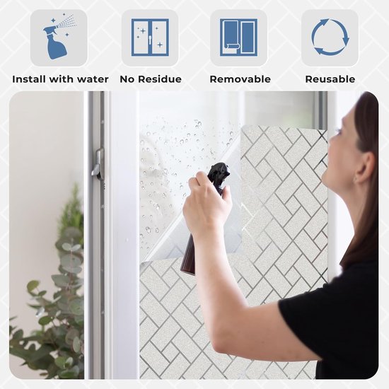 Privacy-raamfolie, privacy-folie, privacy-raamfolie, privacy-raamfolie, niet-klevende matte decoratieve glasfolie, statisch hechtende raamstickers, voor thuiskantoor (effen kleur, 45 x 200 cm
