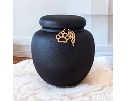 Mini urn met keepsake hangertjes – Een liefdevolle herinnering aan jouw huisdier - 7 x 7 CM - Honden urn - Katten urn - Zwart - Keramiek - Moderne urn - Crematie urn - As urn - Huisdieren urn - Urn voor kat- Urn voor hond