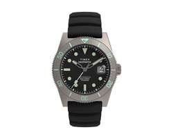 Timex Deepwater Reef 200 Titanium Automatic Automatic Wind Zwart Case: 100% Titanium | Armband: 100% Synthetic Rubber 41 mm TW2W73800AJ