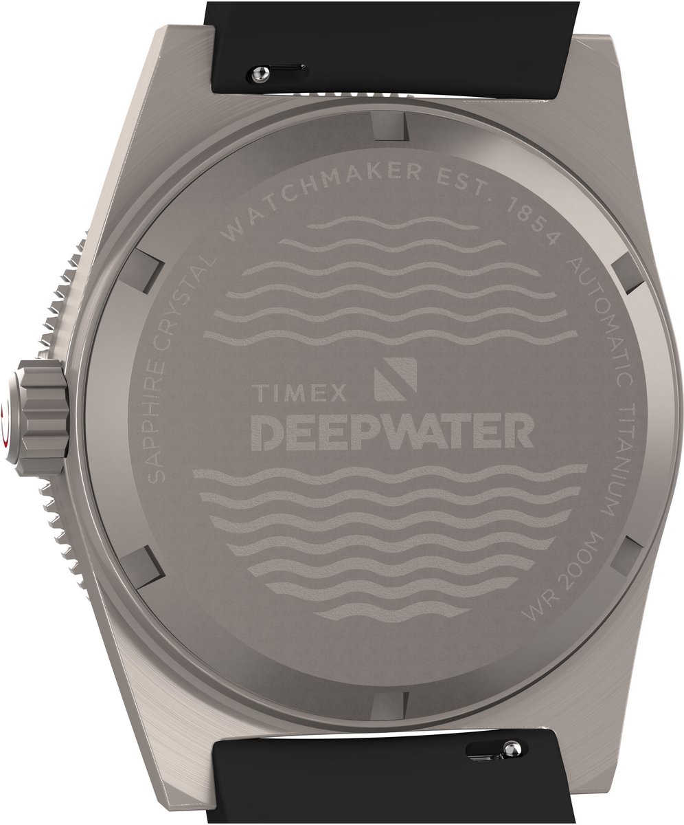 Timex Deepwater Reef 200 Titanium Automatic Automatic Wind Zwart Case: 100% Titanium | Armband: 100% Synthetic Rubber 41 mm TW2W73800AJ