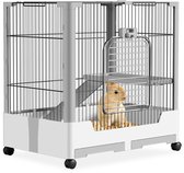NAIZY Konijnenhok Binnen- en Buitenkooi met Open Dak, Veiligheidssloten, Ladder en Laden Kooi voor Kleine Dieren Konijnenhok Konijnenhuis, Enkellaags