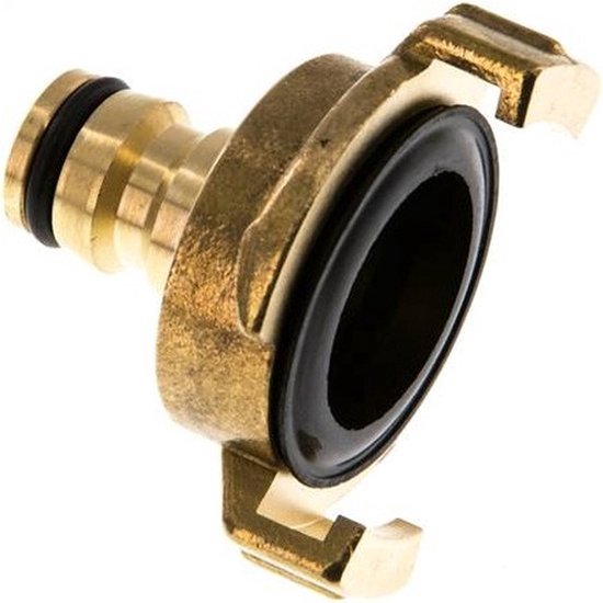Messing slangstuk voor snelkoppeling tuinslang 40mm klauwafstand Gardena Geka aansluiting