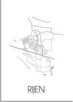DesignClaud Plattegrond Rijen Stadskaart poster Wanddecoratie - Wit - A3 poster (29,7x42cm)