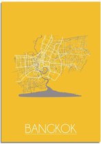 DesignClaud Bangkok Plattegrond poster Geel A2 + Fotolijst zwart