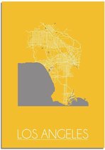 DesignClaud Plattegrond Los Angeles Stadskaart poster Wanddecoratie - Geel - A4 + fotolijst wit (21x29,7cm)