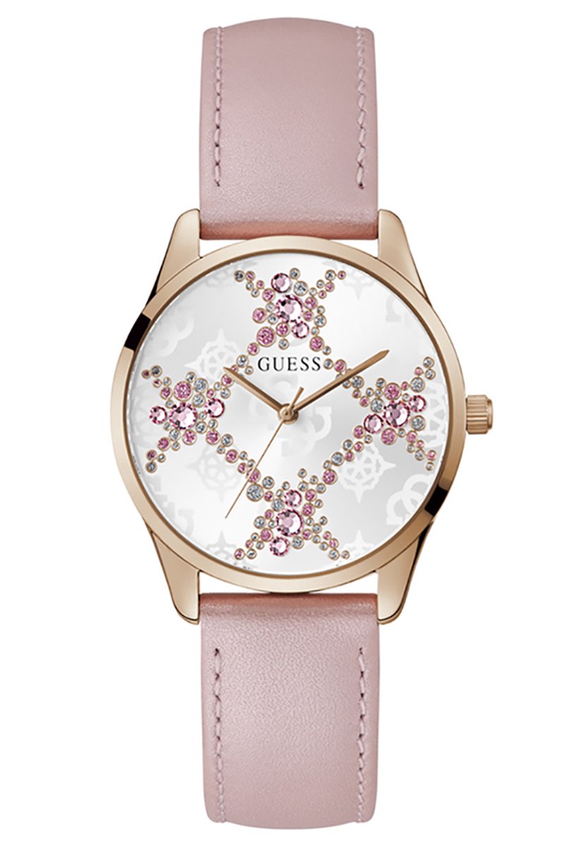 Guess Luster GW0837L2 Horloge - Leer - Roze - Ø 36 mm
