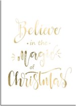 DesignClaud Kerstposter Believe in the magic of Christmas - Kerstdecoratie Goudfolie + wit A3 poster (29,7x42 cm)