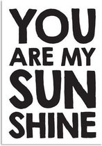 DesignClaud You are my sunshine - Zwart Wit poster - Tekst poster B2 poster (50x70cm)