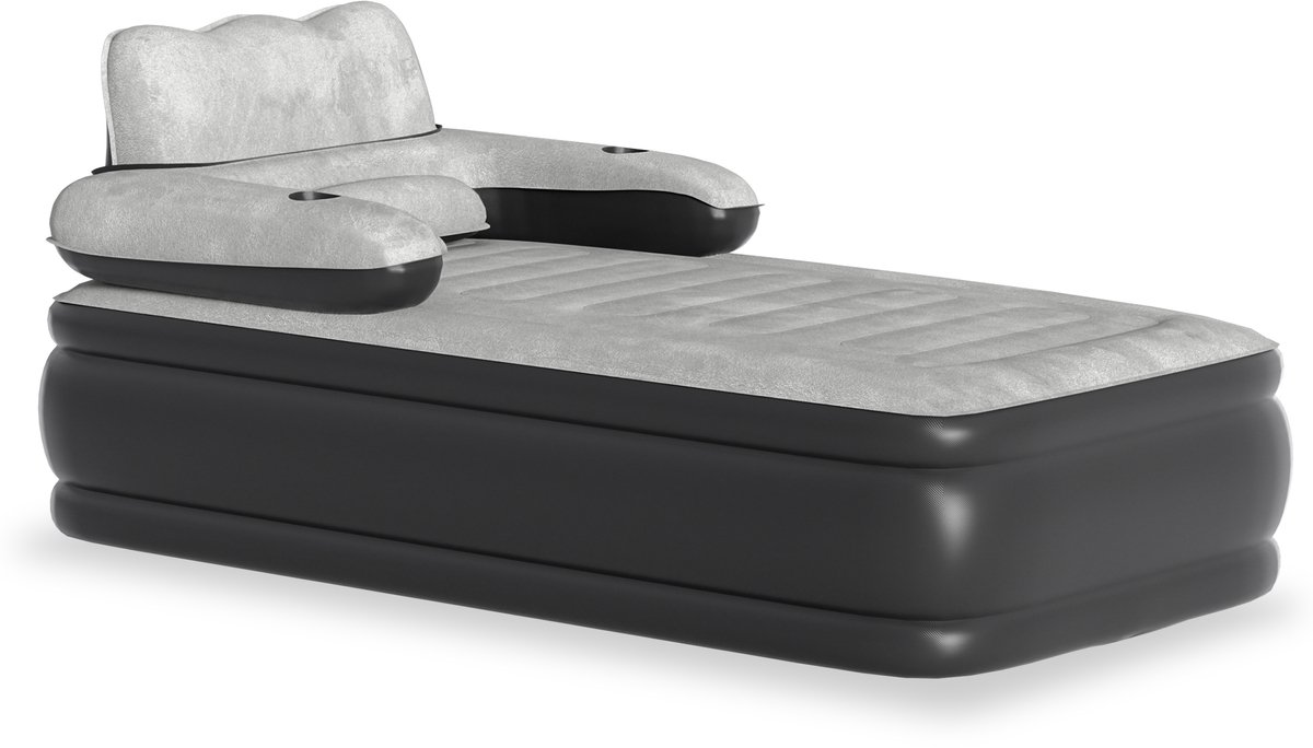 NAIZY Luchtbedden 100x190x82cm Eenpersoonsbed Luchtmatras Zelfopblazend met rugleuning & Elektrische luchtpomp Snel opblazen/ leeg laten lopen Opvouwbaar luchtbed Laadvermogen tot 250KG