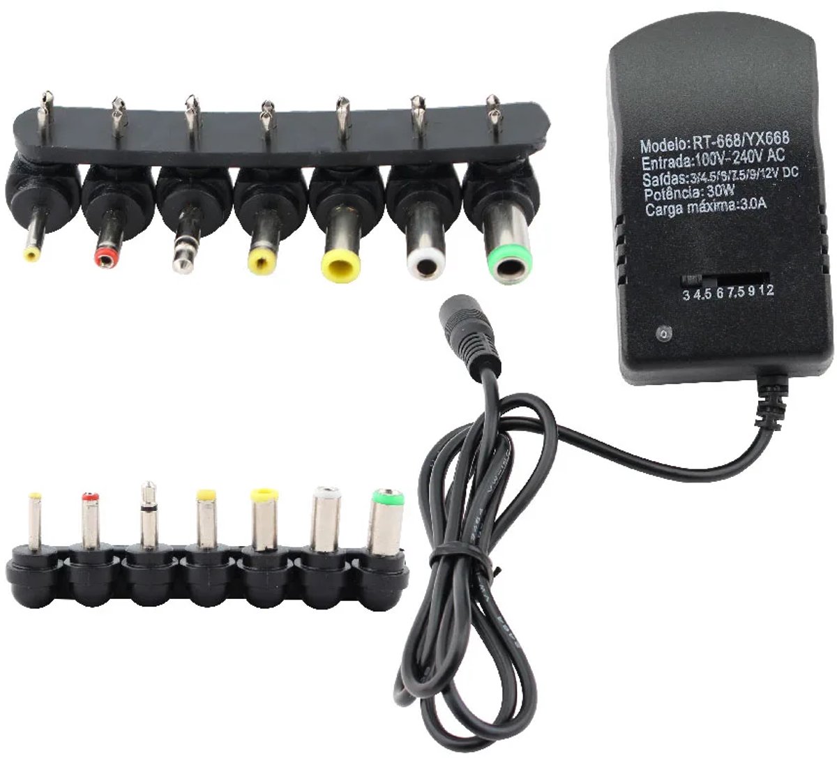 Geschikt voor Verstelbare adapter, AC 220V naar DC 3V 4.5V 6V 7.5V 9V 12V Multi-Voltage Voeding Lader, EU Converter, 7 30W Adapter Plug