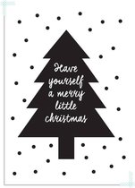 DesignClaud Have yourself a merry little Christmas - Kerst Poster - Tekst poster - Zwart Wit poster A4 + Fotolijst zwart