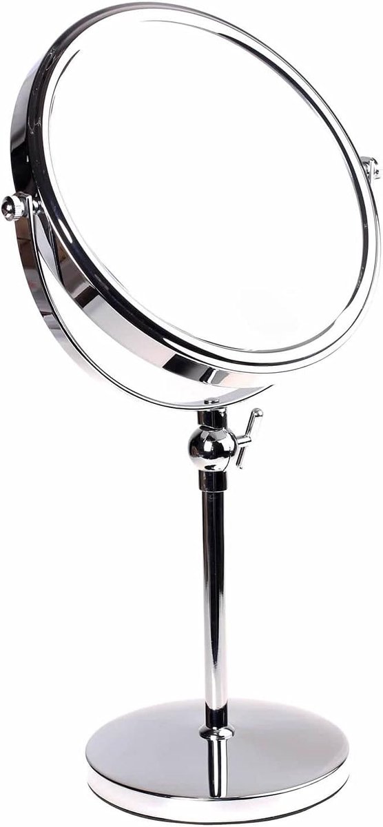 Voetstukspiegel-Hoogte-Verstelbaar-10x-Vergrotend-Draaibare-Tafel-Cosmetische-Spiegel-Scheerspiegel-Make-up-Spiegel-Badkamer-Slaapkamer-Chromen-Afwerking-KXD3101-10x