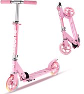 Suotu Kinderstep - 145mm Lichtgevende Wielen - Step - Speelgoed Jongens/Meisjes - Max stuurhoogte: 85 cm - tot 50 kg - Aluminium - Roze