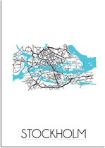 DesignClaud Stockholm Plattegrond poster A4 + Fotolijst zwart