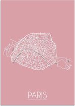 DesignClaud Parijs Plattegrond poster Roze A4 + Fotolijst zwart