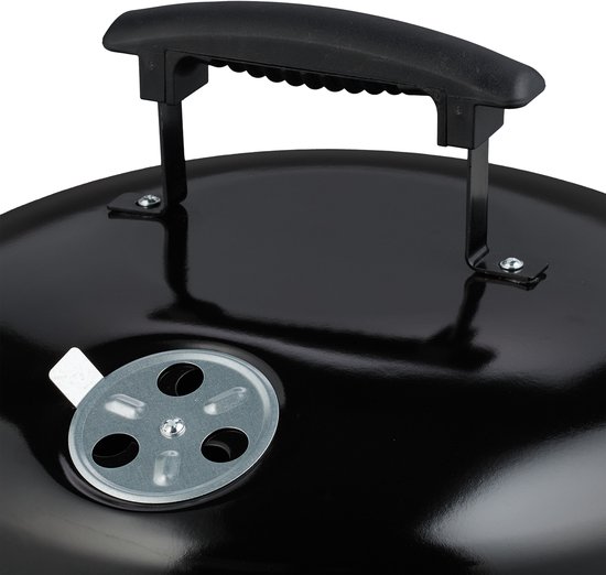 houtskoolbarbecue draagbaar - Ø 33,5 cm - met deksel - staal van Merkloos — afbeelding 5