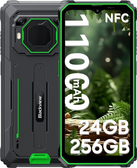 Blackview BV6200 Plus Android 14 Outdoor Smartphone 24(8+16)GB+256GB 11000mAh 6,56" 4G Dual SIM 98dB Ultra-luide luidspreker NFC GPS Groen