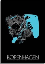 DesignClaud Kopenhagen Plattegrond poster Zwart A3 + Fotolijst wit