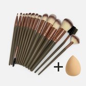 15-delige Make-up Kwasten Set voor Beginners & Professionals - Synthetisch Haar, Comfortabel Handvat + Opberg Koker
