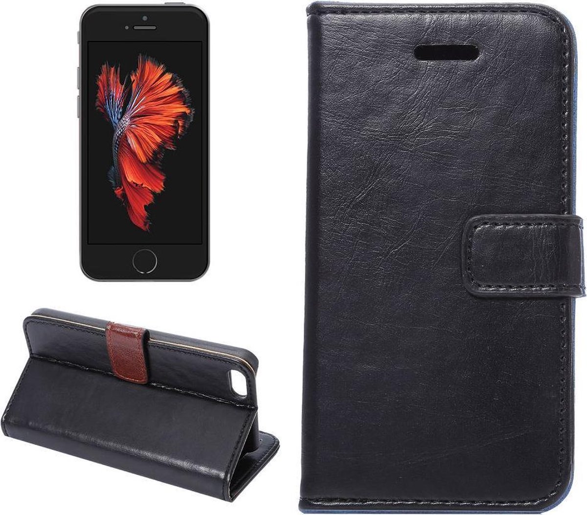 Hoesje geschikt voor Apple iPhone 5, iPhone 5S en iPhone SE, 3-in-1 bookcase, zwart