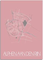 DesignClaud Alphen aan den Rijn Plattegrond poster Roze  - A3 + Fotolijst wit (29,7x42cm)