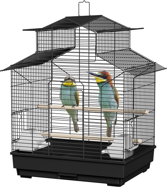 Aufun Birdcage Bird Aviary Birdcage cage volière canari cage avec toit, 46x36x62cm, noir