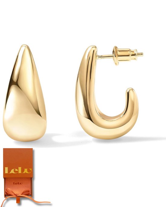 Lelu Oorringen - Gouden Oorbellen Dames - Druppel Oorhangers - Goud Verguld - Druppel Oorhangers - Oorstekers - Sierraden - 12mm - Met cadeauverpakking