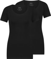 MWTS T-shirt Dames - 2-pack - Slim Fit - Ronde Hals - Maat L - Zwart