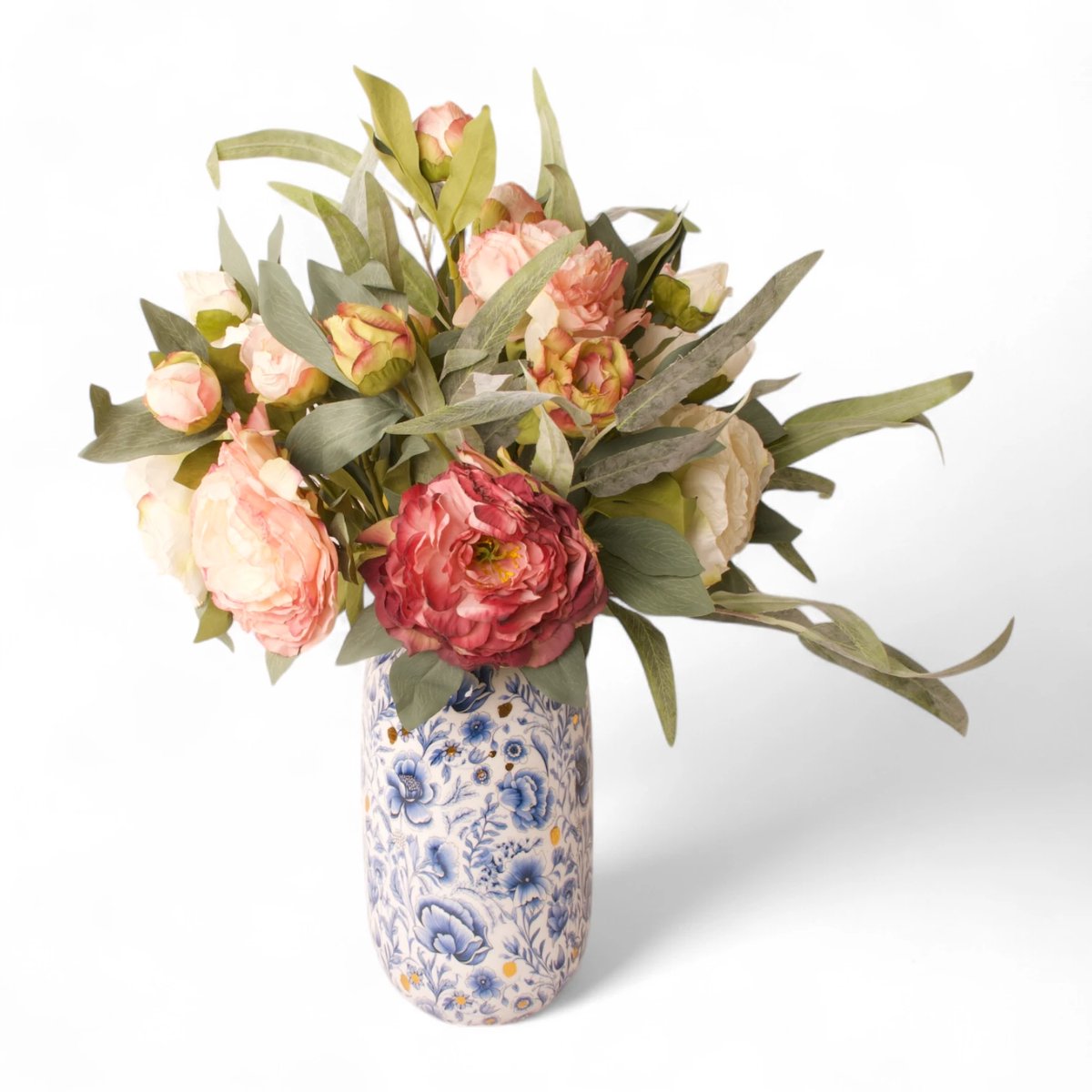 WinQ-Boeket Kunstbloemen Pioenroos Multicolor-Gebonden boeket kunstbloemen - ex. vaas