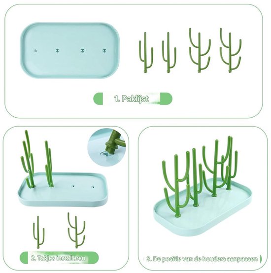 Flessendroogrek - Boomtak Ontwerp - Sneldrogend - Voor Babyflessen & Onderdelen - Hoge Capaciteit - Ouders - Groen - Compact - 1 stuks — afbeelding 3