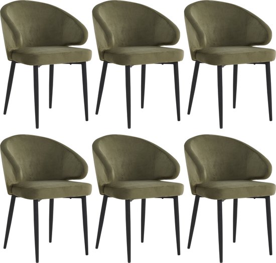 Colenis® - Chaise de salle à manger Ruby - Set de 6 - Vert - Velours - Fabb - Design