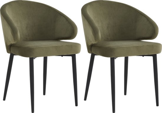 Colenis® - Chaise de salle à manger Ruby - Set de 2 - Vert - Velours - Fabb - Design